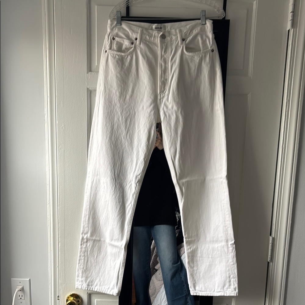 NWOT Agolde 90’s Pinch Waist High Rise Straight White Jeans
